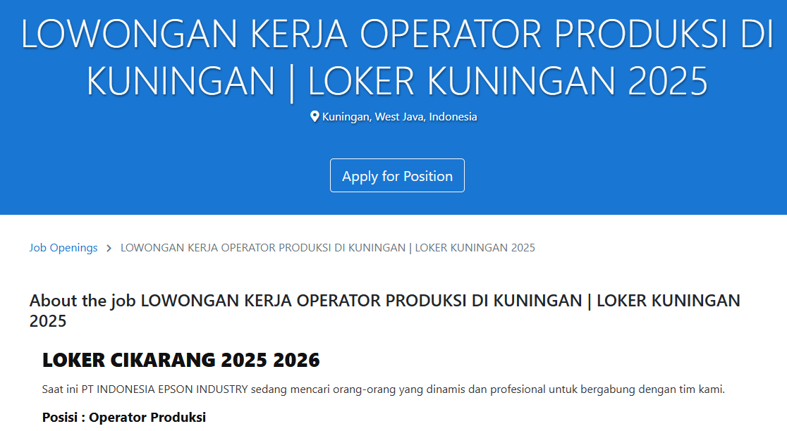 lowongan kerja kuningan